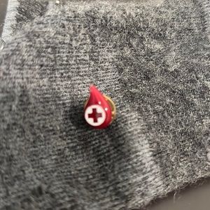 Vintage Red Cross blood drop pin
